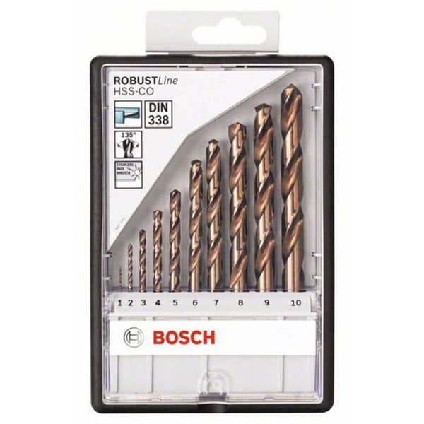 Metallborr - BOSCH - Robust Line - Set om 10 - HSS-Co - 135° borrspets