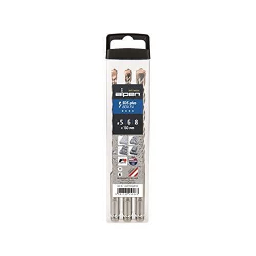Slagborr - ALPEN - SDS F4 Box 3 Tlg. - Fyrdubbel trappstegsprofil - Patenterad hårdmetall - 160mm