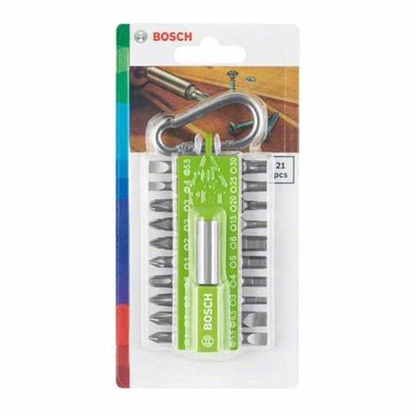Skruvmejselbitssortiment - Bosch - 2607002823 - 21 stycken - Karbinhake - Korsformad