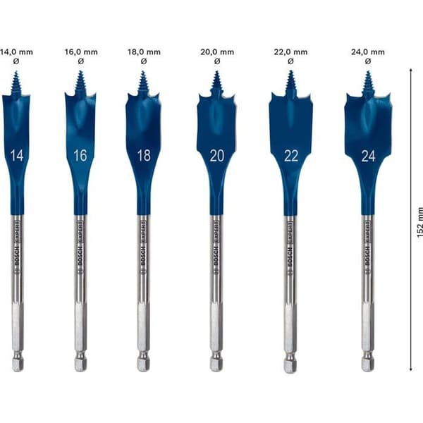 Platta borr - BOSCH - 2608900332 - 6 borr - 14-24 mm - Stål