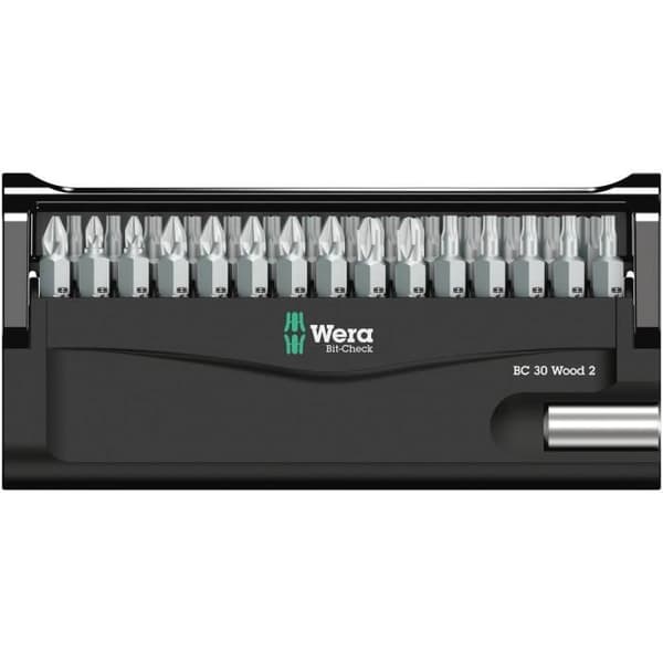 Wera Bit-Check 30 Wood 2 SB 05057438001 Bitset 30 st Phillips cross, Pozidriv skruvar, TORX