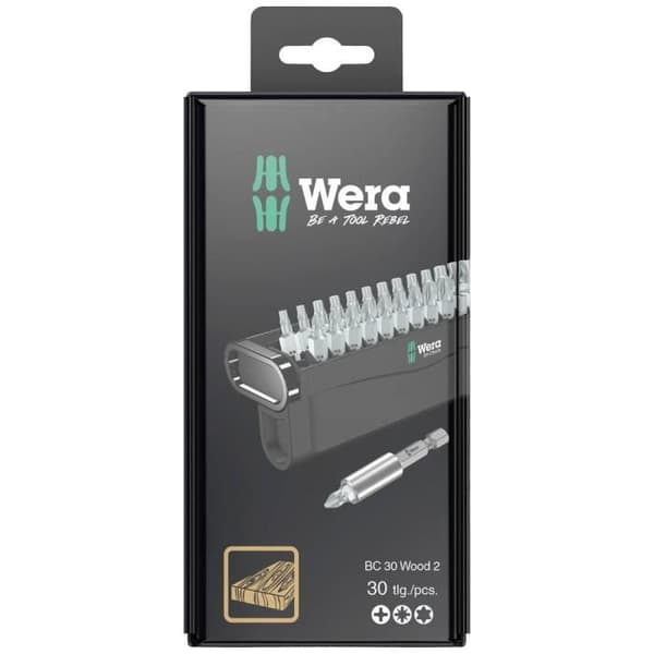 Wera Bit-Check 30 Wood 2 SB 05057438001 Bitset 30 st Phillips cross, Pozidriv skruvar, TORX