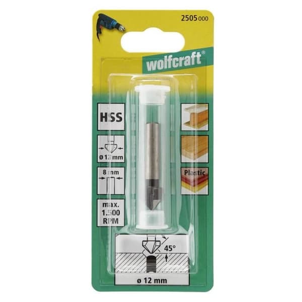 Fraisoir - WOLFCRAFT - HSS - Stång 8 mm - Ø 12 mm - 1 enhet