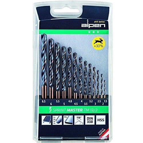 Spiralborr - ALPEN - Sprint Master - DIN 338 RN - 13/2 tum - Set med 13 delar