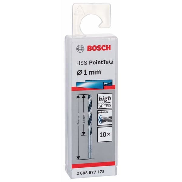 Bosch PointTeQ Metallborr 10 stycken 1 mm längd: 34 mm