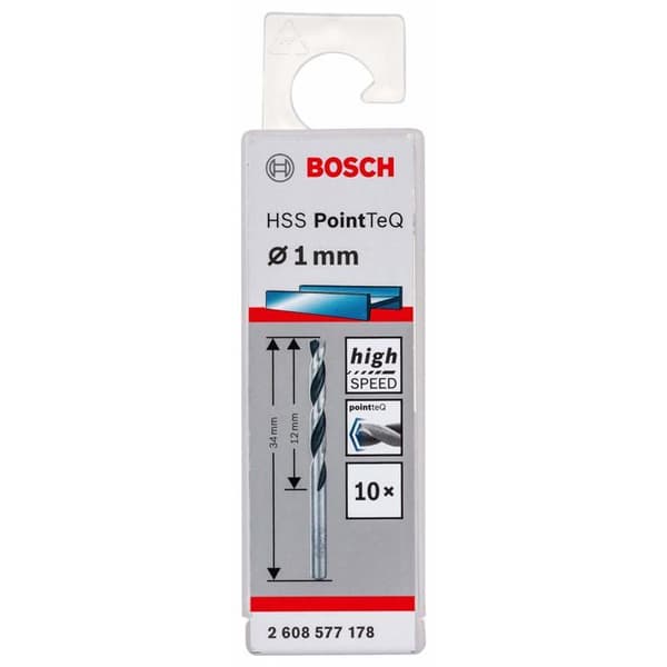 Bosch PointTeQ Metallborr 10 stycken 1 mm längd: 34 mm