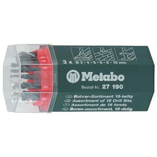 Borrset - Metabo - 627190000 - Metaller, trä - 18 stycken