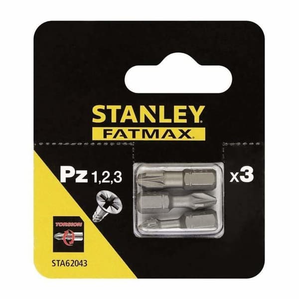 Skruvmejselbits - Stanley skruvmejselhuvud - STA62043 - Skruvmejselbits PZ1,2,3/25 3st