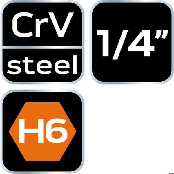Sexkantigt h6 på 1/4" hylsa, lång, 87 mm