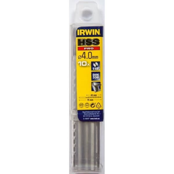 Forets HSS PRO formade och slipade - IRWIN - Ø 4 mm - Längd 75 mm - Paket med 10