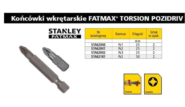 STANLEY SPIDSE PZ1 x 25 mm / 2 stk.