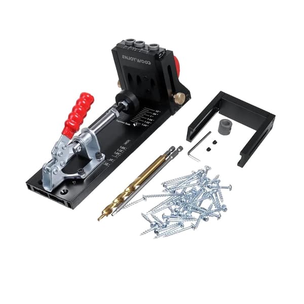 Träbearbetning Pocket Hole Jig Kit, Justerbar Höjd, Stabil Vippklämma,XK4-A