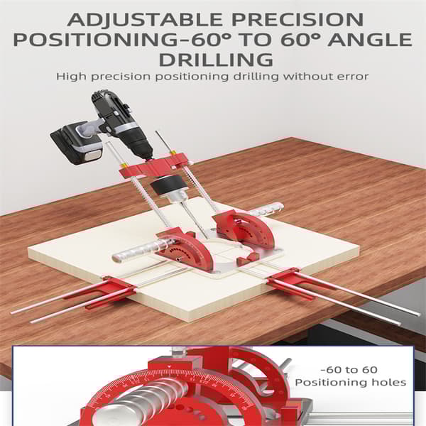 Träbearbetning Multi-vinkel Borrguide, Justerbar Höjd, Precision Positionering, Hållbar Aluminiumlegering