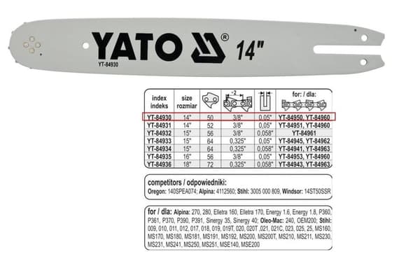 YATO KEDJESTYRNING 35 cm (14") 3/8G