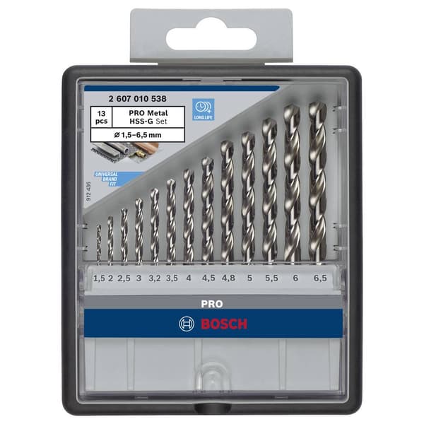 Bosch Accessories 2607010538 HSS Metall-spiralborrset 13 delar Slipat DIN 338 Cylinderskaft 1 set