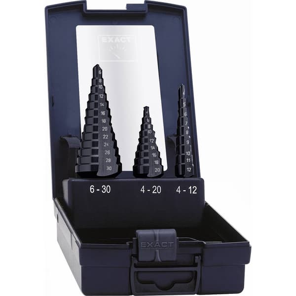 Exact 50071-2 HSS Stegborrset 3 delar 4 - 12 mm, 4 - 20 mm, 6 - 30 mm TiAIN 3-skaft 1 set