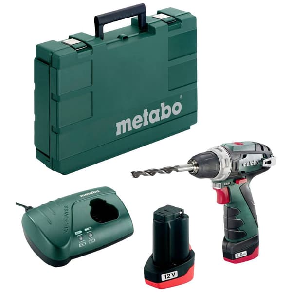 Metabo PowerMaxx BS 600080500 Borrskruvdragare batteri 10.8 V 2.0 Ah Li-Ion inkl. 2x batterier, inkl. laddare, inkl. vä