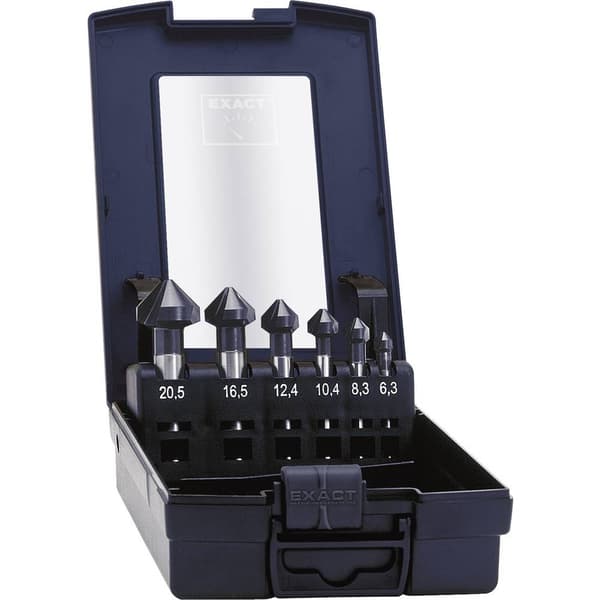 Exact 51157 Konisk försänkarset 6 delar 6.3 mm, 8.3 mm, 10.4 mm, 12.4 mm, 16.5 mm, 20.5 mm HSS TiAIN Cylinderskaft 1 se