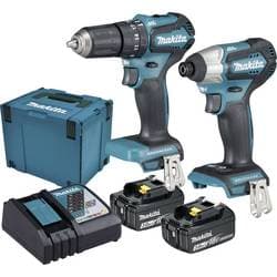 Makita DLX2221JX2 Slagborrmaskin batteri, Slagskruvdragare batteri 18 V 3 Ah Li-Ion Inkl. 2x batteri, Inkl. väska