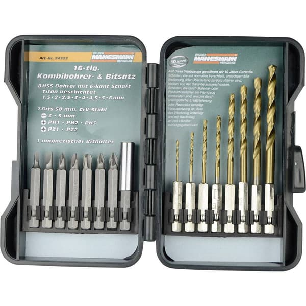 Brüder Mannesmann M54325 TiN 16 delar Borr- & bitssats