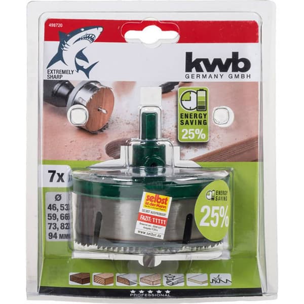kwb 498720 Hålsågset 7 delar 46 mm, 53 mm, 59 mm, 66 mm, 73 mm, 82 mm, 94 mm 1 st