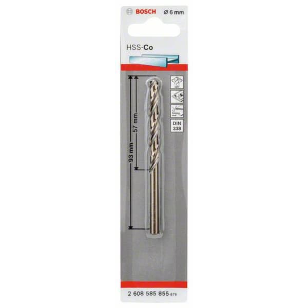 Bosch Accessories 2608585855 HSS Metall-spiralborr 6 mm Total längd 93 mm Cobalt DIN 338 Cylinderskaft 1 st