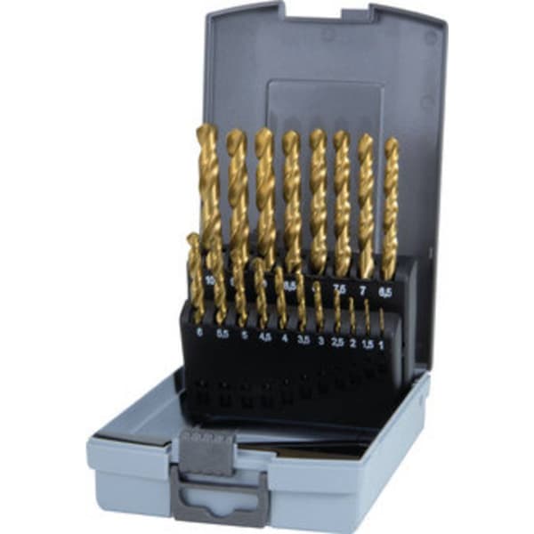 RUKO 250215TRO HSS-G Spiralborrsats 25 delar 1 mm, 1.5 mm, 2 mm, 2.5 mm, 3 mm, 3.5 mm, 4 mm, 4.5 mm, 5 mm, 5.5 mm, 6 mm