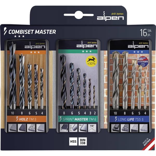 Alpen 0000811003100 Combiset Master Universalborr sortiment