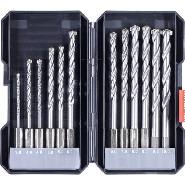 kwb 108840 Verktygsstål Sten-spiralborr set 12 delar 4 mm, 5 mm, 6 mm, 8 mm, 10 mm, 3 mm, 9 mm 1/4 1 set
