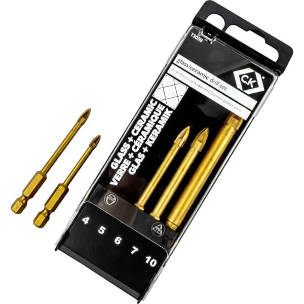 C.K T3059 Glasborr-set 5 delar 4 mm, 5 mm, 6 mm, 7 mm, 10 mm 1 set