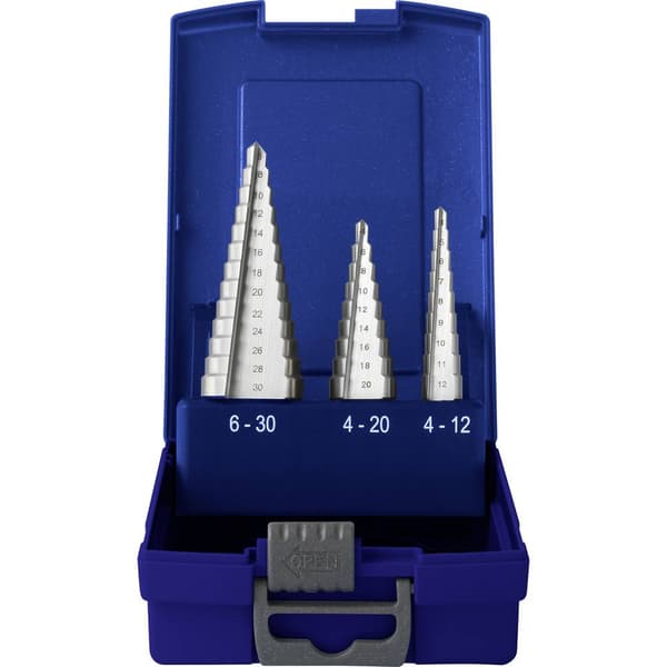 TOOLCRAFT TO-6802569 HSS Stegborrset 3x 4 - 20 mm, 4 - 12 mm, 6 - 30 mm 1 st