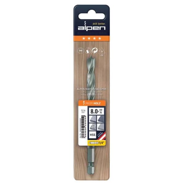 Alpen 0062200300100 Trä-spiralborr 3 mm Total längd 74 mm 1/4 1 st
