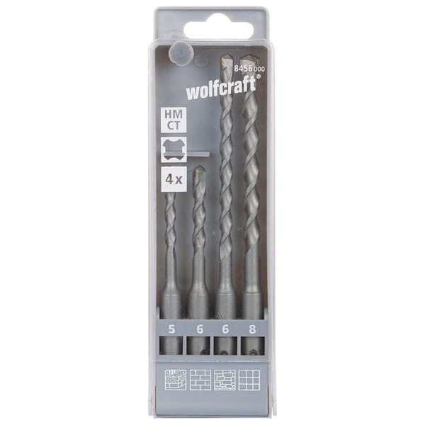 Wolfcraft 8456000 Hårdmetall Borrhammar-set 4 delar 5 mm, 6 mm, 6 mm, 8 mm SDS-Plus 1 set