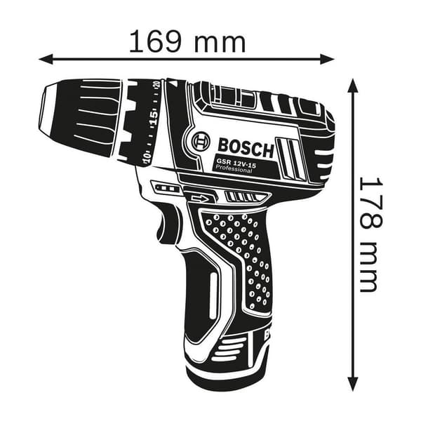 Bosch Professional 060186810H Borrmaskin batteri 12 V 2.0 Ah inkl. 2x batterier