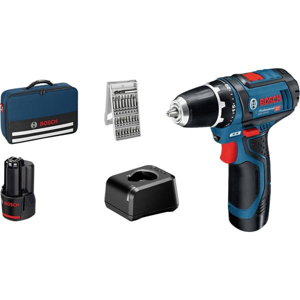 Bosch Professional 060186810H Borrmaskin batteri 12 V 2.0 Ah inkl. 2x batterier