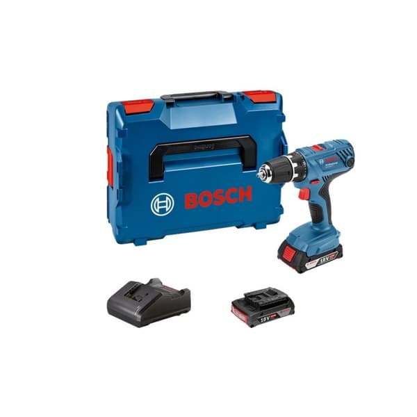 Bosch Professional GSR 18V-21 06019H100A Borrskruvdragare batteri 18 V 2.0 Ah Li-Ion inkl. 2x batterier, inkl. väska, i