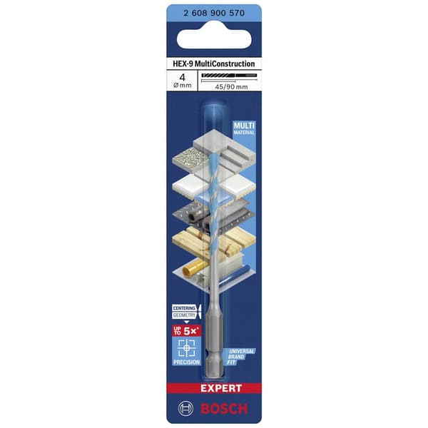 Bosch Accessories EXPERT HEX-9 2608900570 Multiborr 1 st 4 mm Total längd 90 mm Sexkantskaft 1 st