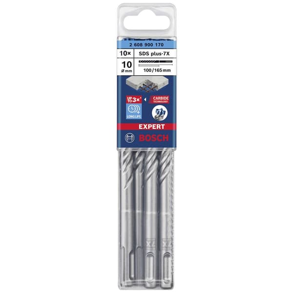 Bosch Accessories EXPERT SDS plus-7X 2608900170 Borrhammare 10 delar 10.00 mm Total längd 165 mm SDS-Plus 10 st