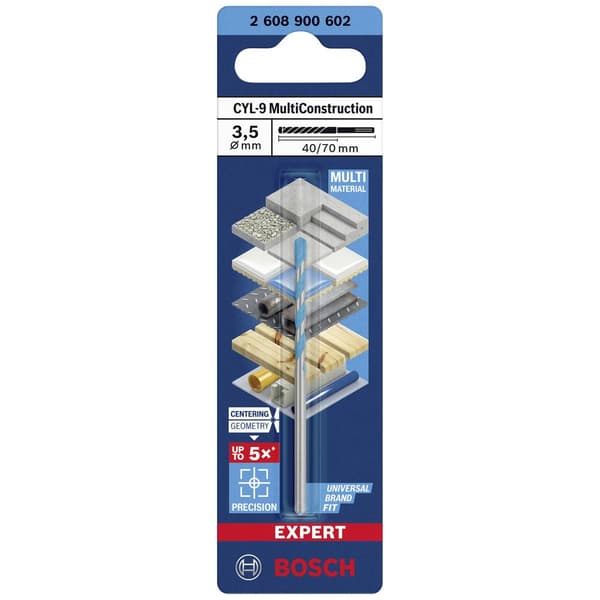 Bosch Accessories EXPERT CYL-9 MultiConstruction 2608900602 Multiborr 1 st 3.5 mm Total längd 70 mm Cylinderskaft 1 st