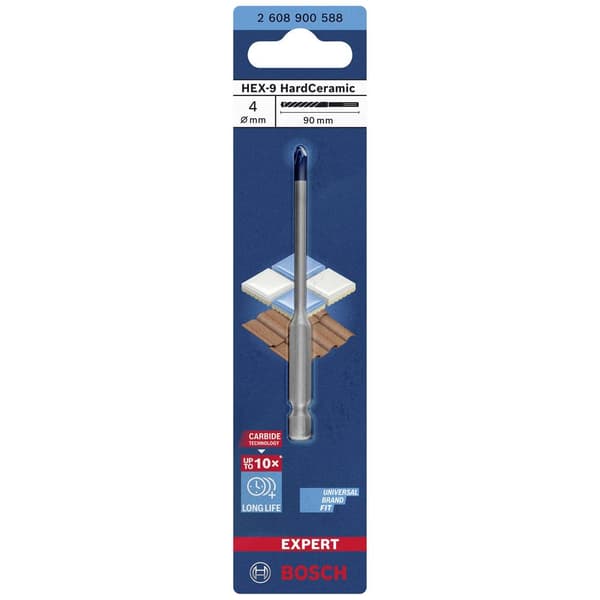 Bosch Accessories EXPERT HEX-9 HardCeramic 2608900588 Kakelborr 1 st 4 mm Total längd 90 mm Sexkantskaft 1 st