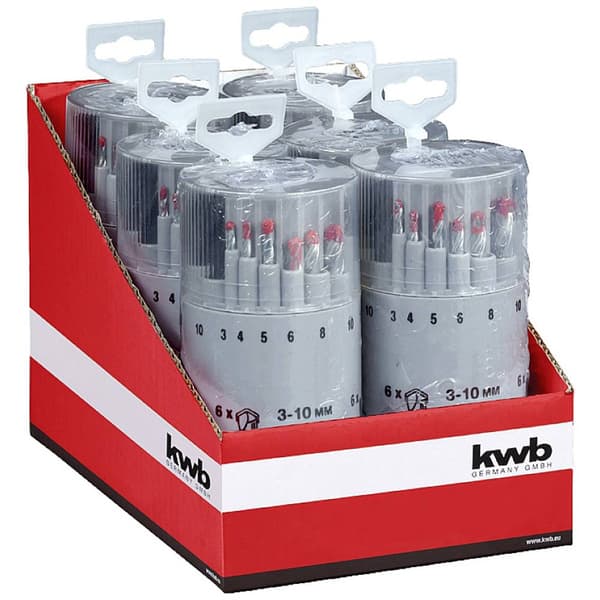 kwb 429690 HSS Metall-spiralborrset 18 delar 3 mm, 4 mm, 5 mm, 6 mm, 8 mm, 10 mm DIN 338 Cylinderskaft 18 st