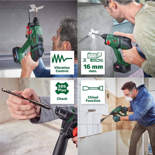 Bosch Home and Garden Universal Hammer -Borrhammare batteri 18 V 4.0 Ah Li-Ion inkl. 1x batteri, inkl. laddare, inkl. v