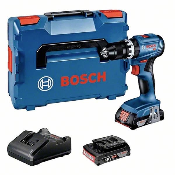 Bosch Professional GSB 18V-45 06019K3303 Borrskruvdragare batteri 18 V 2.0 Ah Li-Ion inkl. 2x batterier, inkl. laddare,