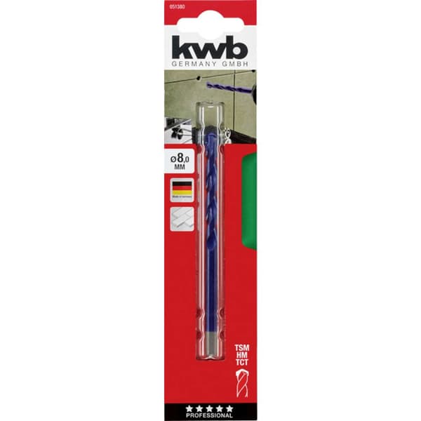 kwb 051380 Glas- och kakelborr 1 st 8 mm Total längd 120 mm Cylinderskaft 1 st