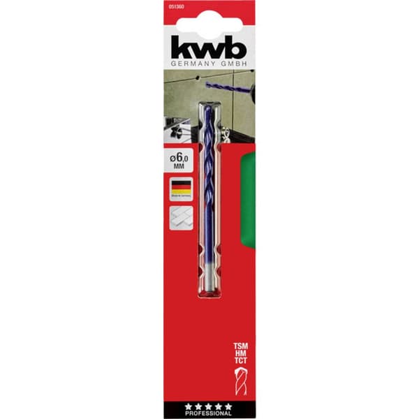 kwb 051360 Glas- och kakelborr 1 st 6 mm Total längd 100 mm Cylinderskaft 1 st