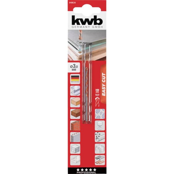 kwb 048630 Hårdmetall, Volfram Multiborr 1 st 3 mm Total längd 70 mm Cylinderskaft 1 st