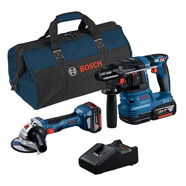 Bosch Professional Taskesæt Gws18v-7 + Gbh18v-22 + 2x4ah + Gal18v + 2 Batteri Powered Værktøjer Blå,Sort