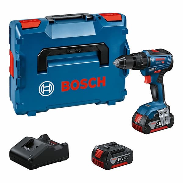 Bosch Professional Hammerboremaskine Gsb 18v-55+2x3.0ah+gal18v-20+l-boxx Søvfarvet