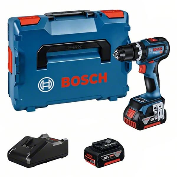 Bosch Professional Hammerboremaskine Gsb18v-90c+2x4.0ah+gal18v-40+l-boxx Søvfarvet