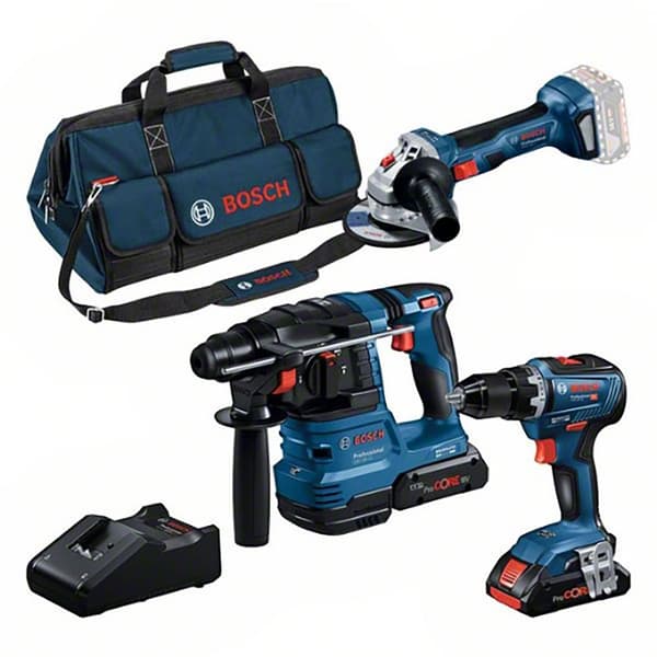 Bosch Professional Väska Kit Gsr + Gws + Gbh + 2x4ahpc + 3 Batteri Drivs Verktyg Blå,Svart